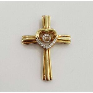 Vintage Sterling Silver 925 Vermeil CZ Cross Pendant